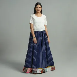 Blue - Jacquard Patchwork 24 Kali Cotton Long Skirt 03