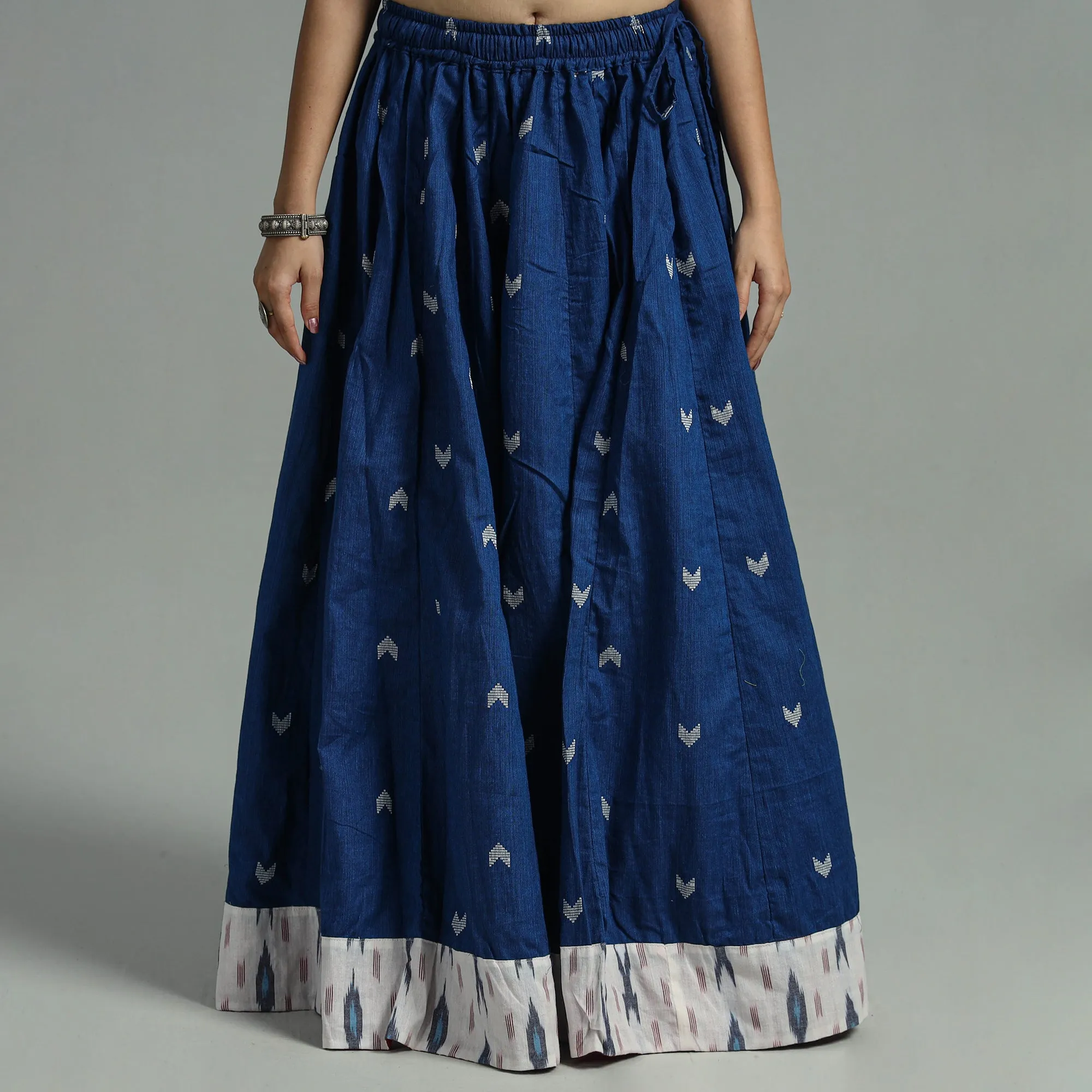 Blue - Jacquard Patchwork 24 Kali Cotton Long Skirt 08