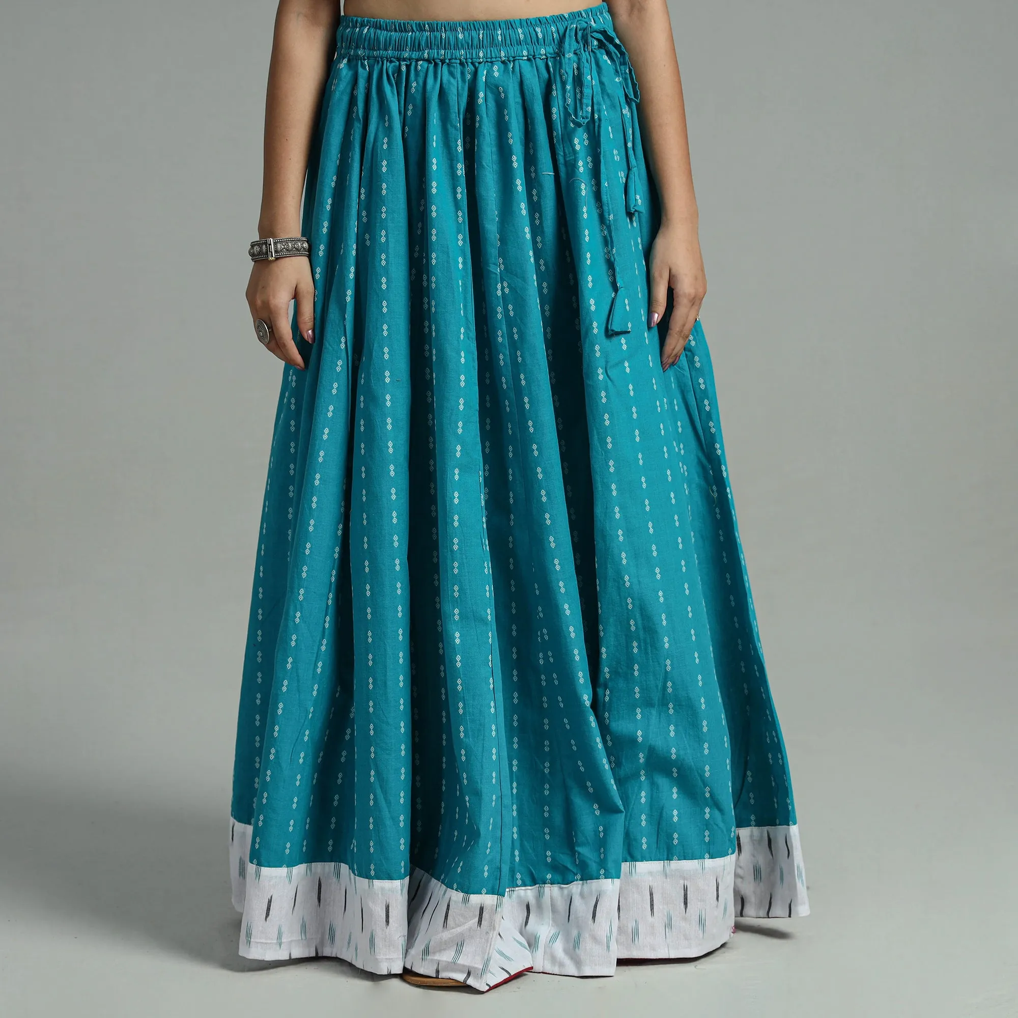 Blue - Jacquard Patchwork 24 Kali Cotton Long Skirt 29