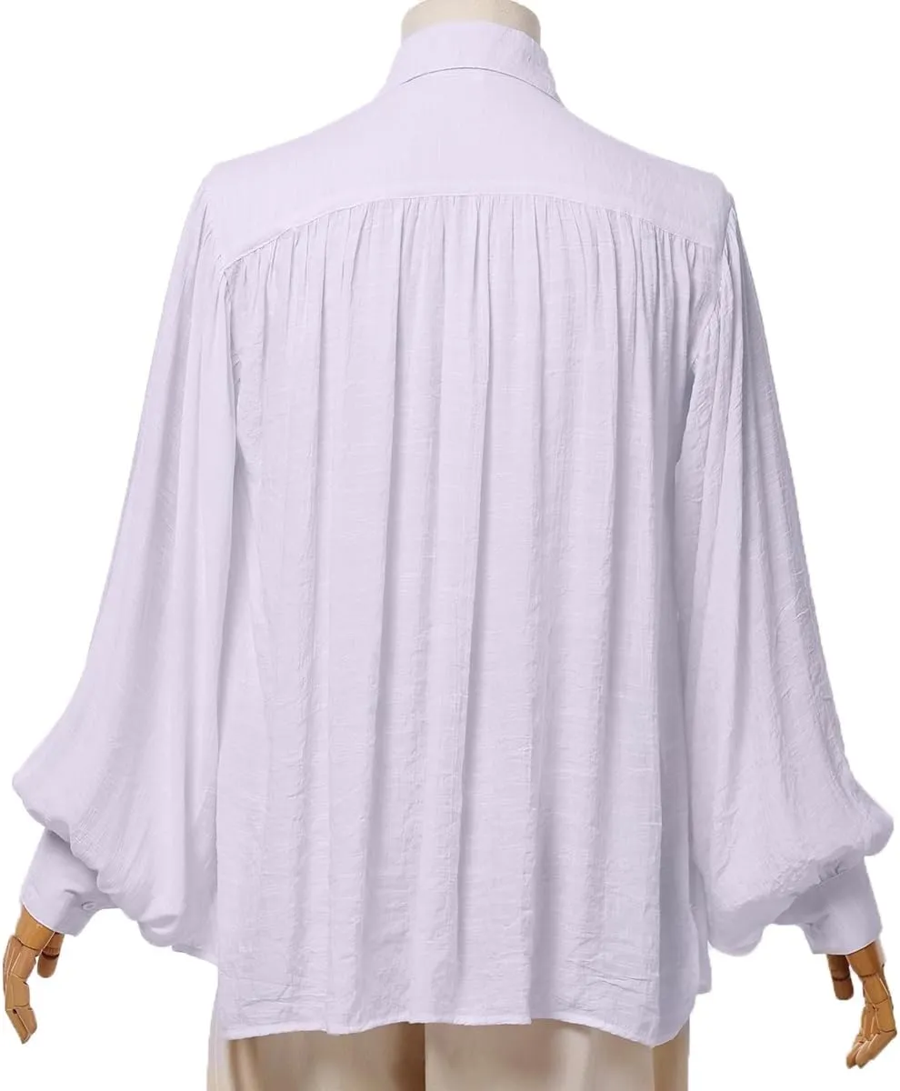 GRACEART Pirate Shirt Men Vampire Renaissance Shirts Victorian Ruffled Medieval Costume Cotton Linen Shirt