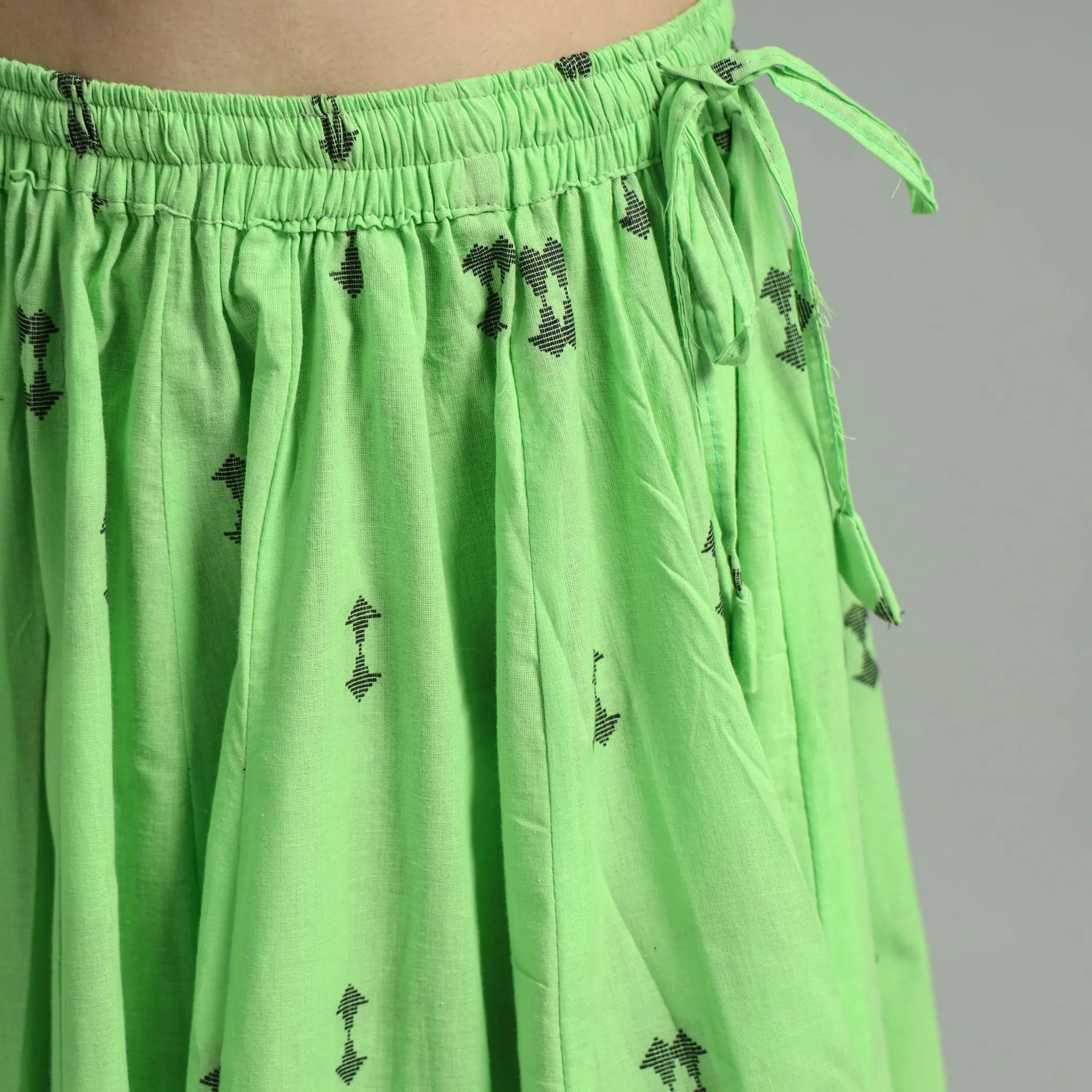 Green - Jacquard Patchwork 24 Kali Cotton Long Skirt 50