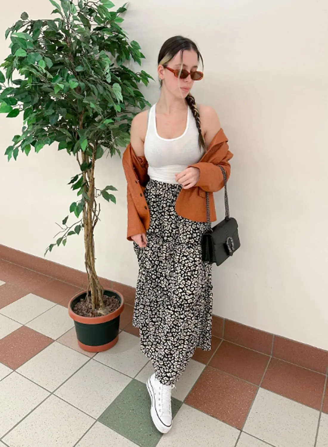 Happy Sailed Womens Floral Print Boho Maxi Skirt Elastic High Waist Pleated Ruffle Flowy Long Skirts S-XL