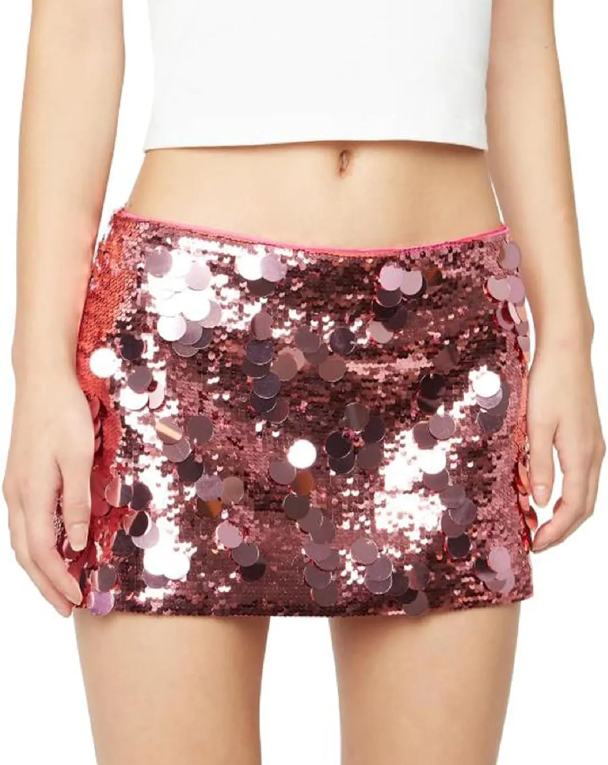 Women Shiny Sequin Mini Skirt Low Rise Y2k Glitter Pencil Skirts Bodycon Streetwear Sparkly Dance Party Short Skirt