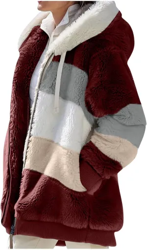ZEFOTIM Winter Coats for Women Casual Fleece Jacket Warm Soft Outdoor Sherpa Lined Thick Coat Outwear with Pockets